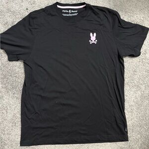Psycho Bunny Black Tee with Pink Bunny Logo